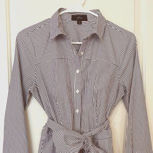 J Crew Blue/White Striped Button Up Dress Size 4 EUC
